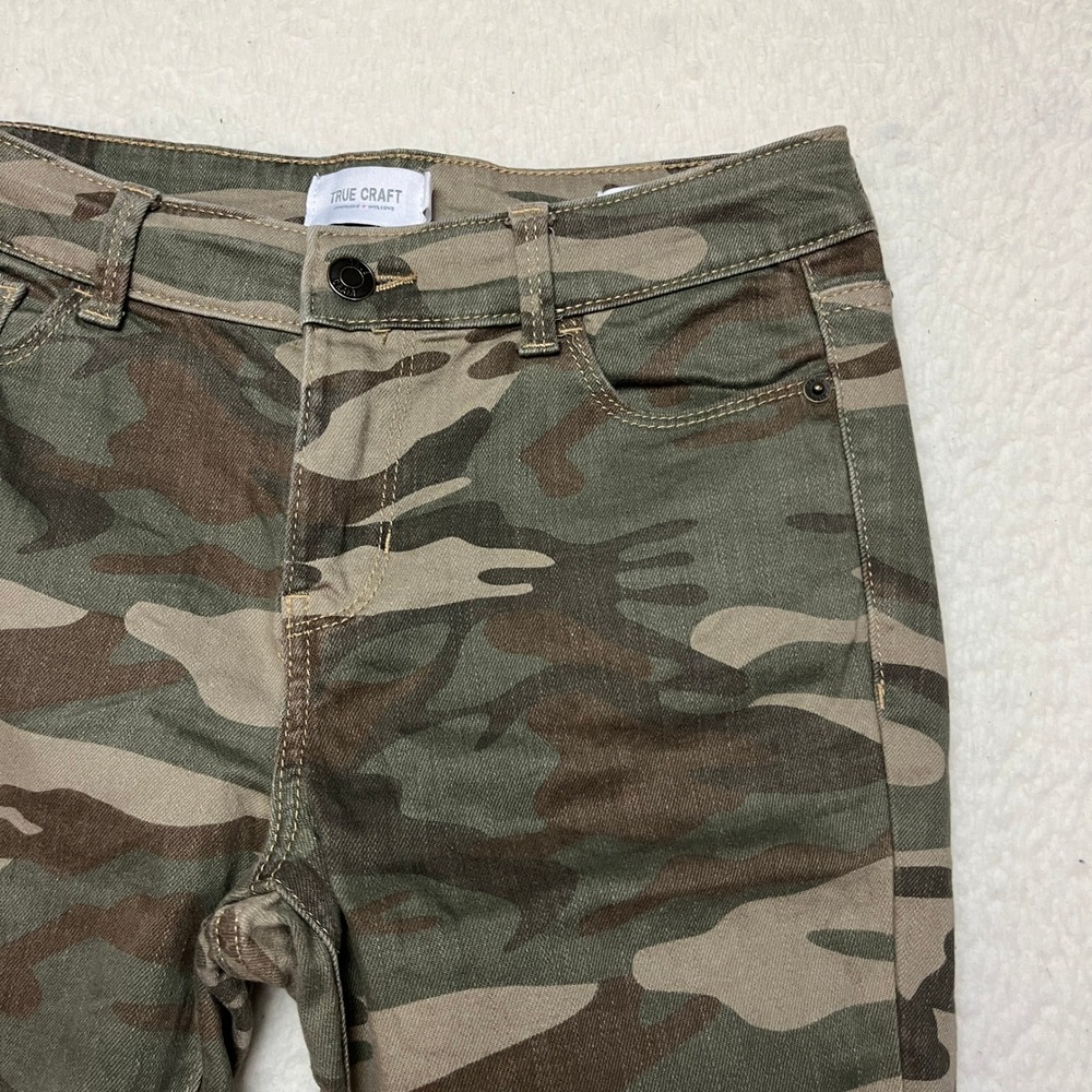 True Craft Pants Womens 3 Green Camo Mid-Rise Skinny Camouflage Stretch Utility